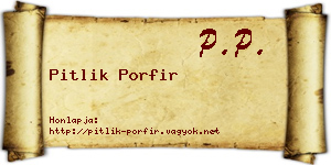 Pitlik Porfir névjegykártya
